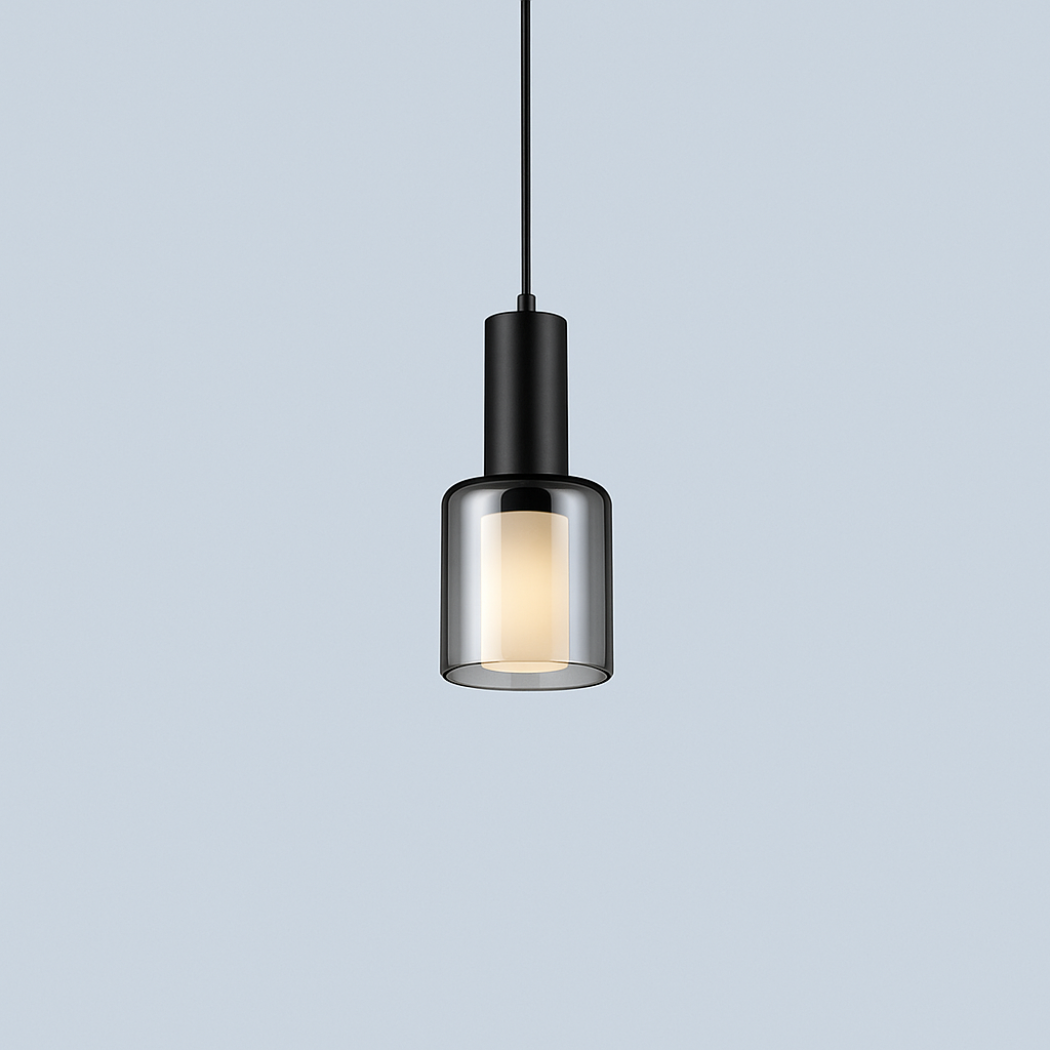Cylinder Smoked Glass Pendant Light