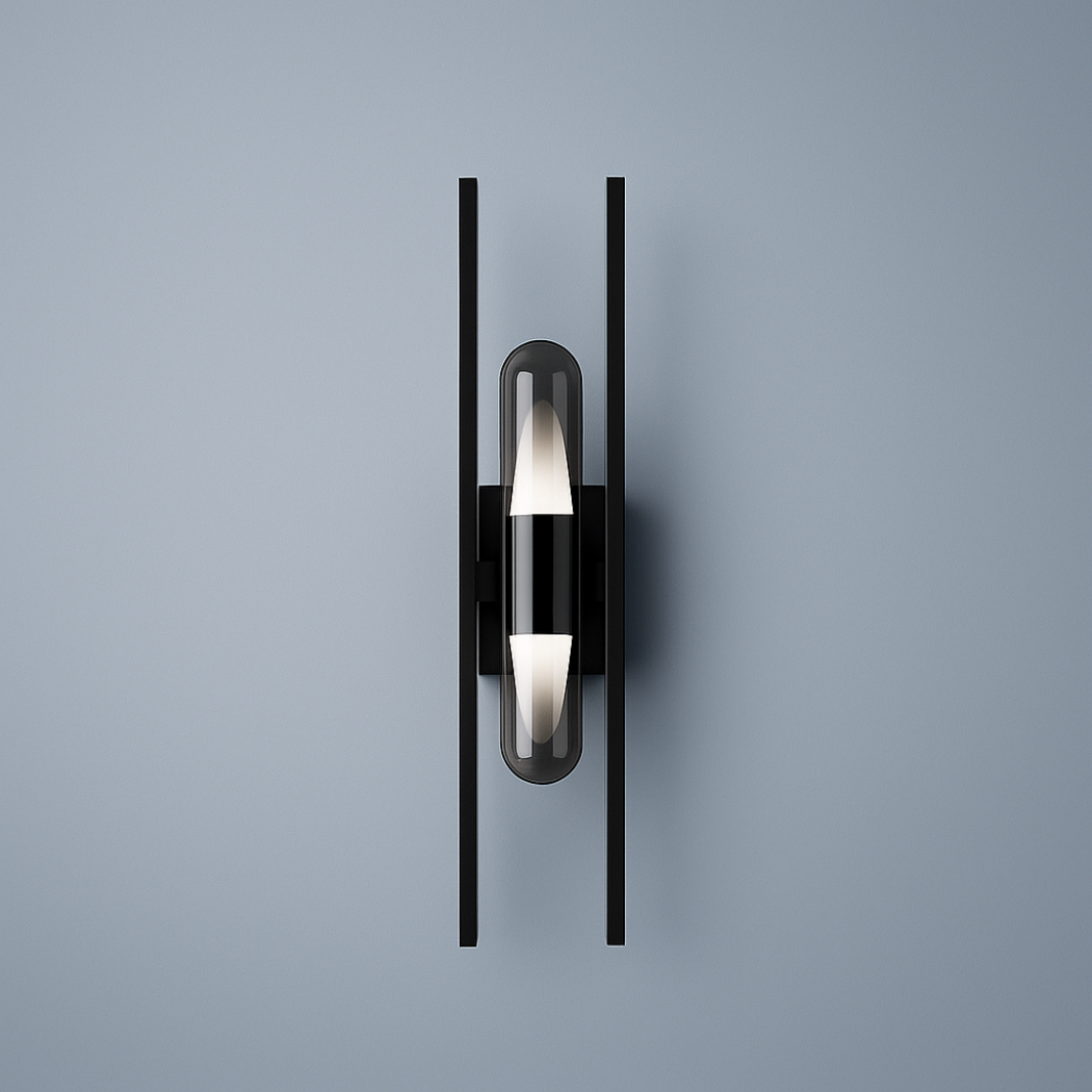 Linear Frame Smoked Glass Wall Sconce