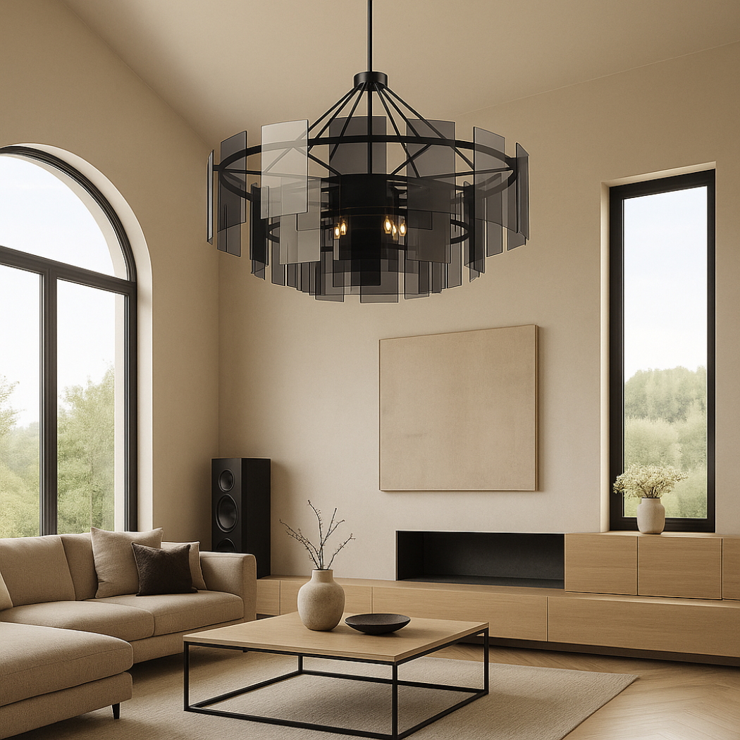Layered Smoked Glass Chandelier