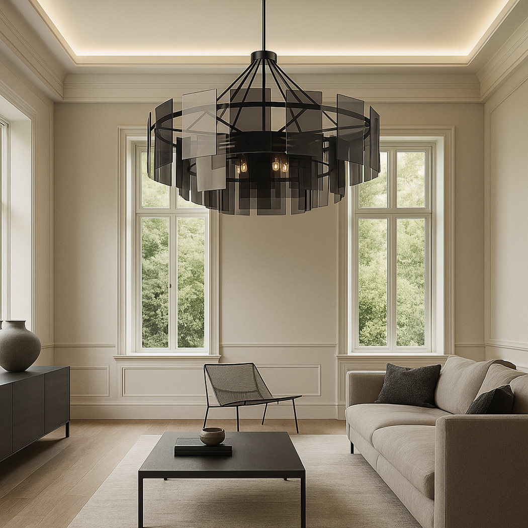 Layered Smoked Glass Chandelier