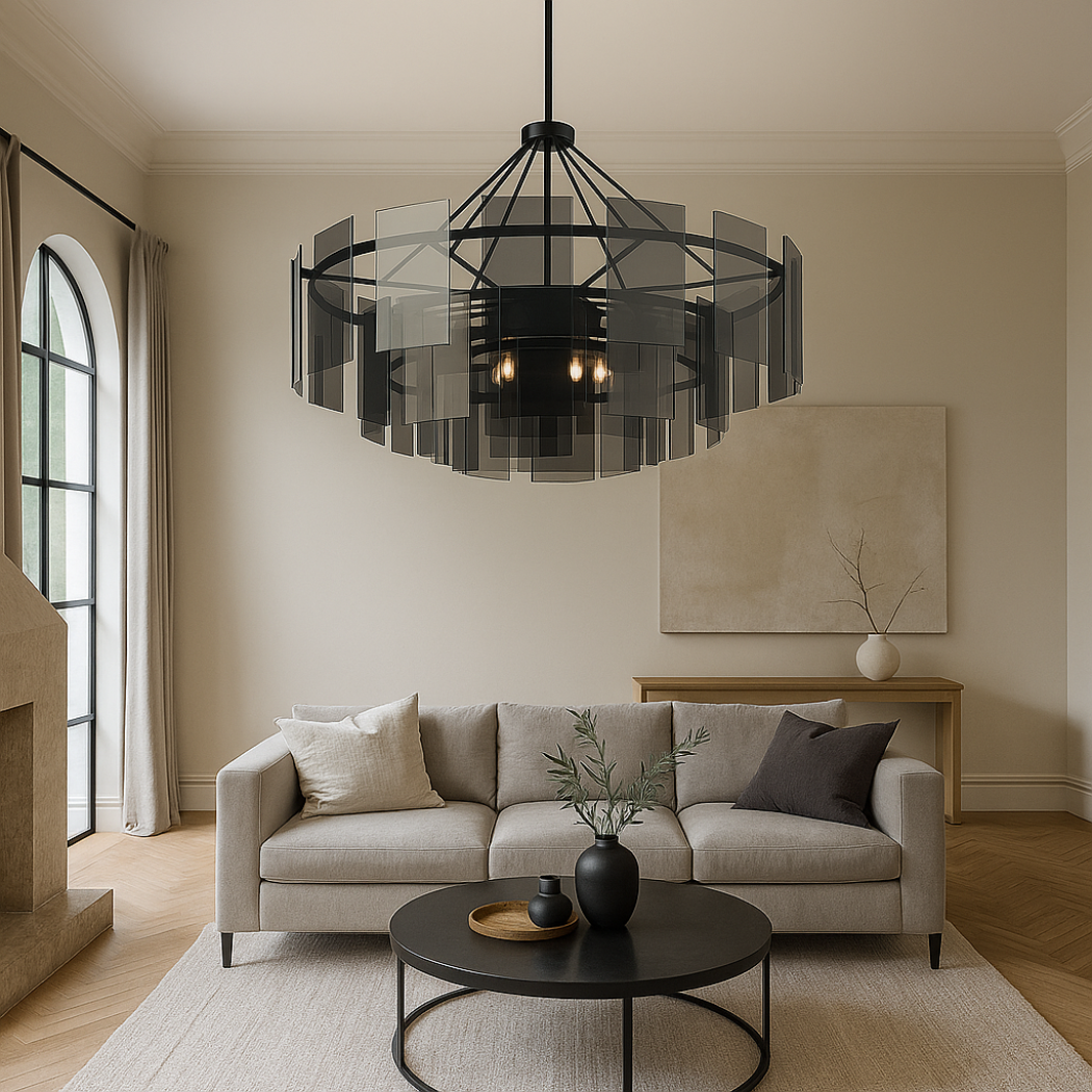 Layered Smoked Glass Chandelier