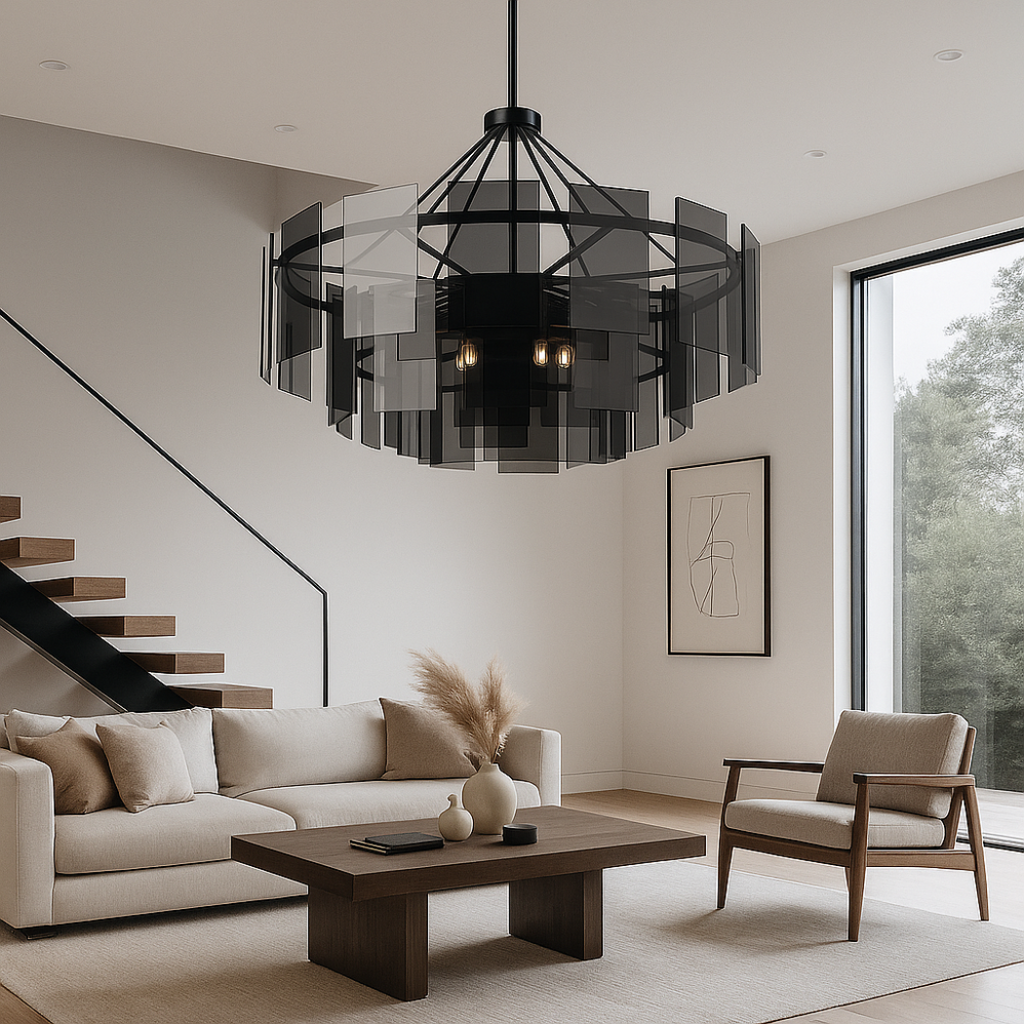 Layered Smoked Glass Chandelier