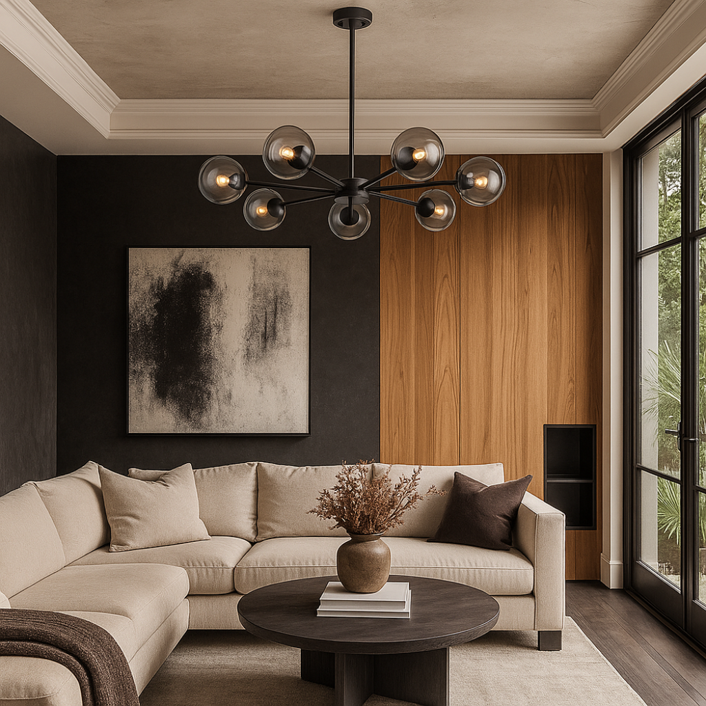 Spherical Smoked Glass Chandelier