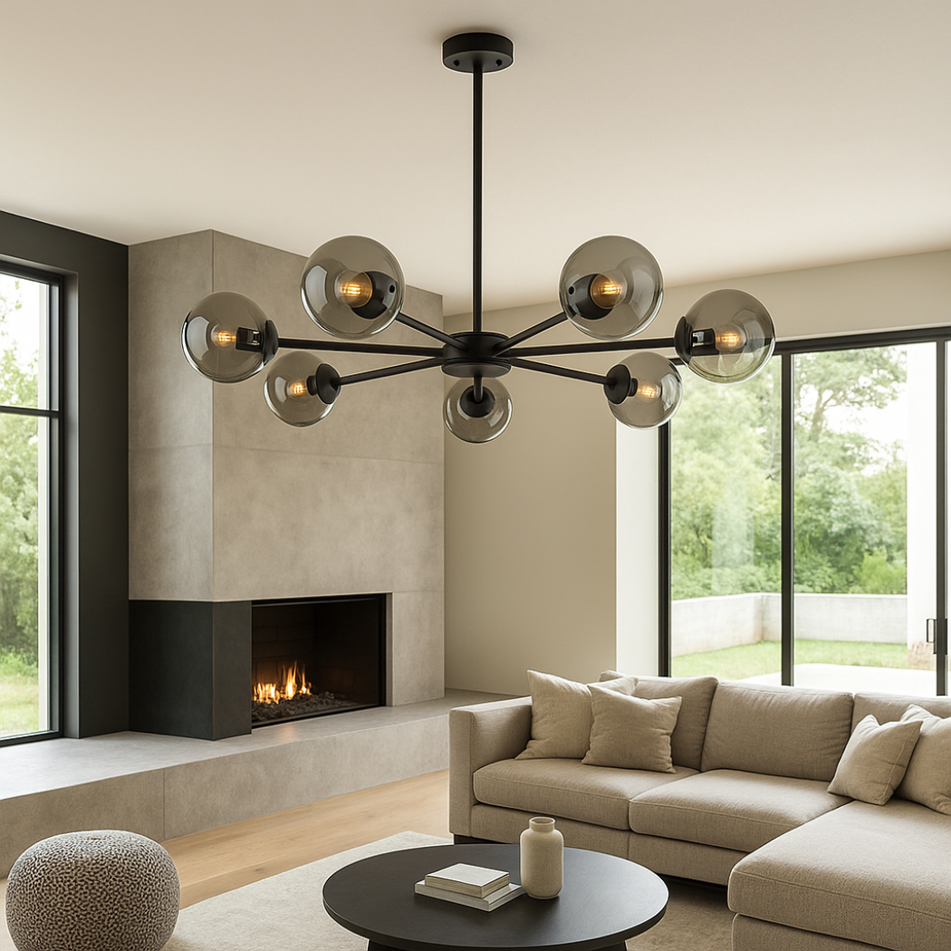 Spherical Smoked Glass Chandelier