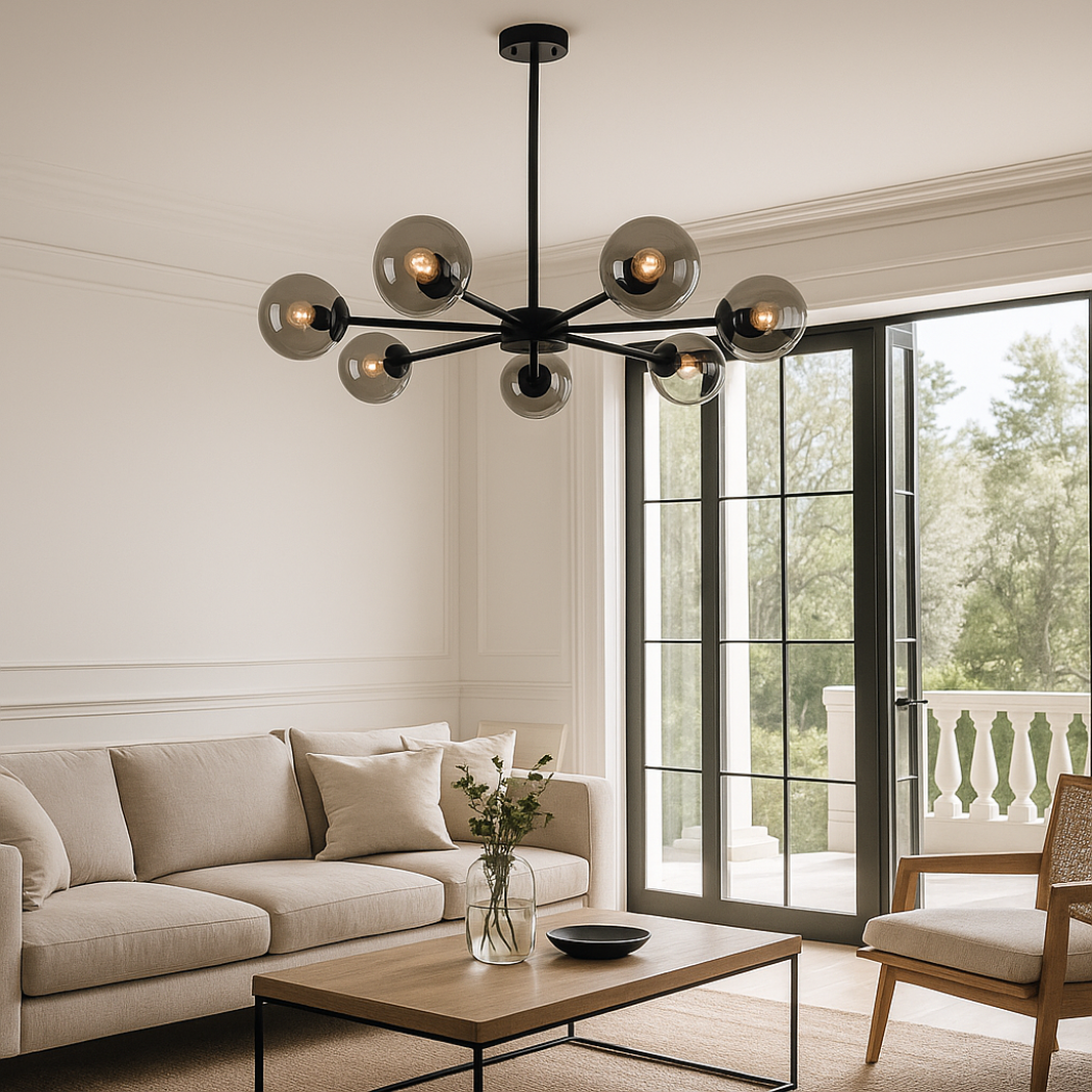 Spherical Smoked Glass Chandelier