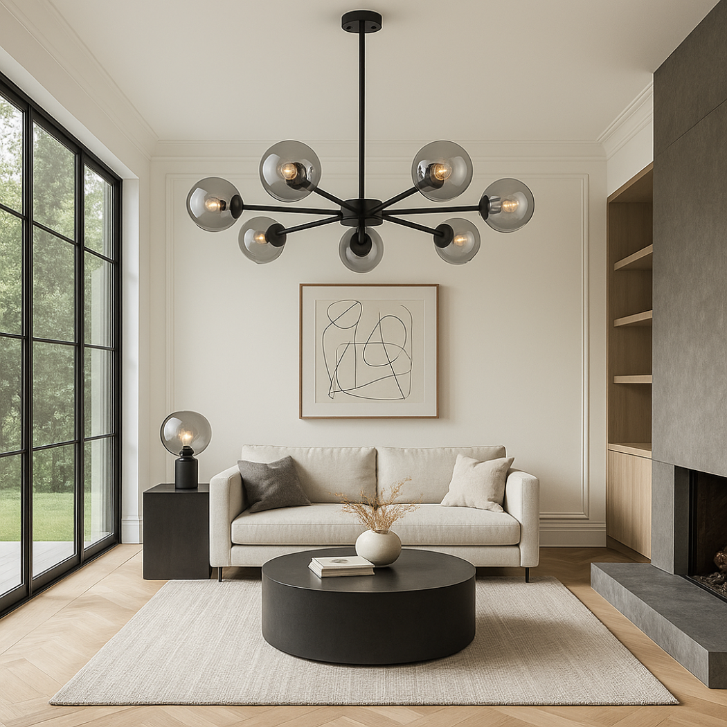 Spherical Smoked Glass Chandelier