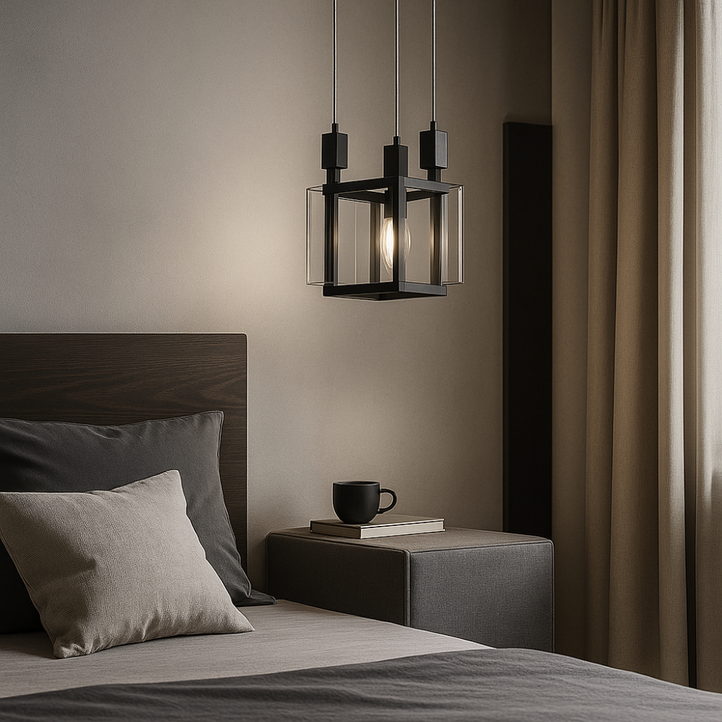 Cubic Frame Clear Glass Pendant Light