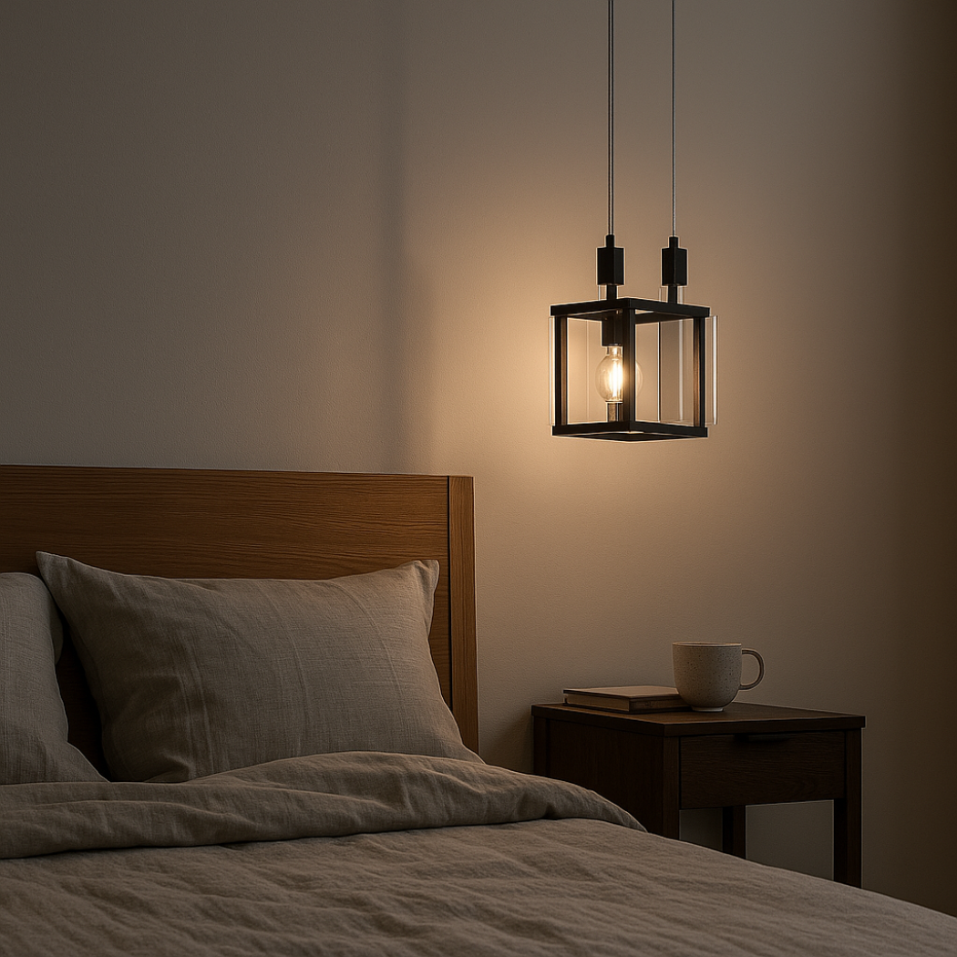 Cubic Frame Clear Glass Pendant Light