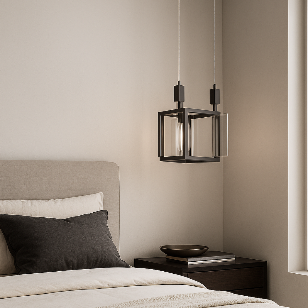 Cubic Frame Clear Glass Pendant Light