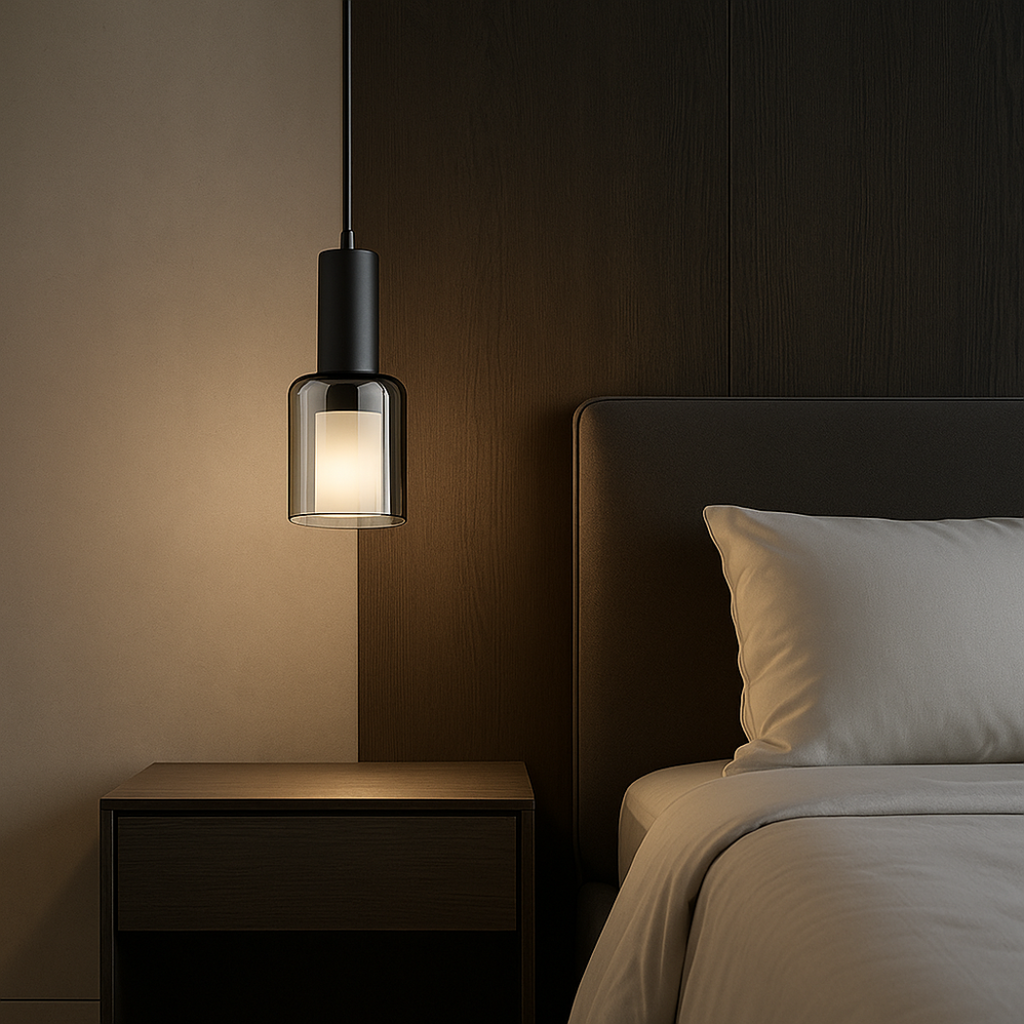 Cylinder Smoked Glass Pendant Light