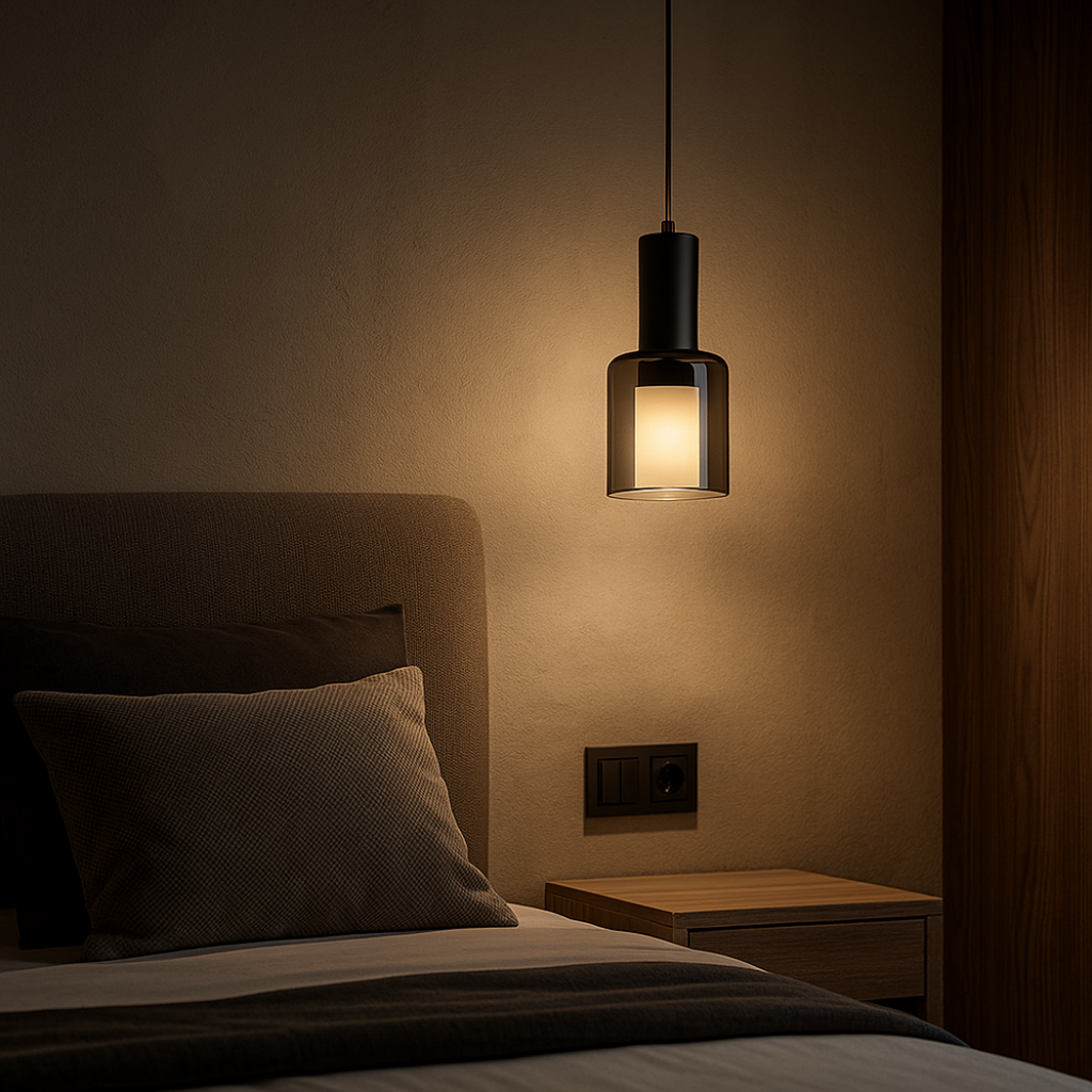 Cylinder Smoked Glass Pendant Light