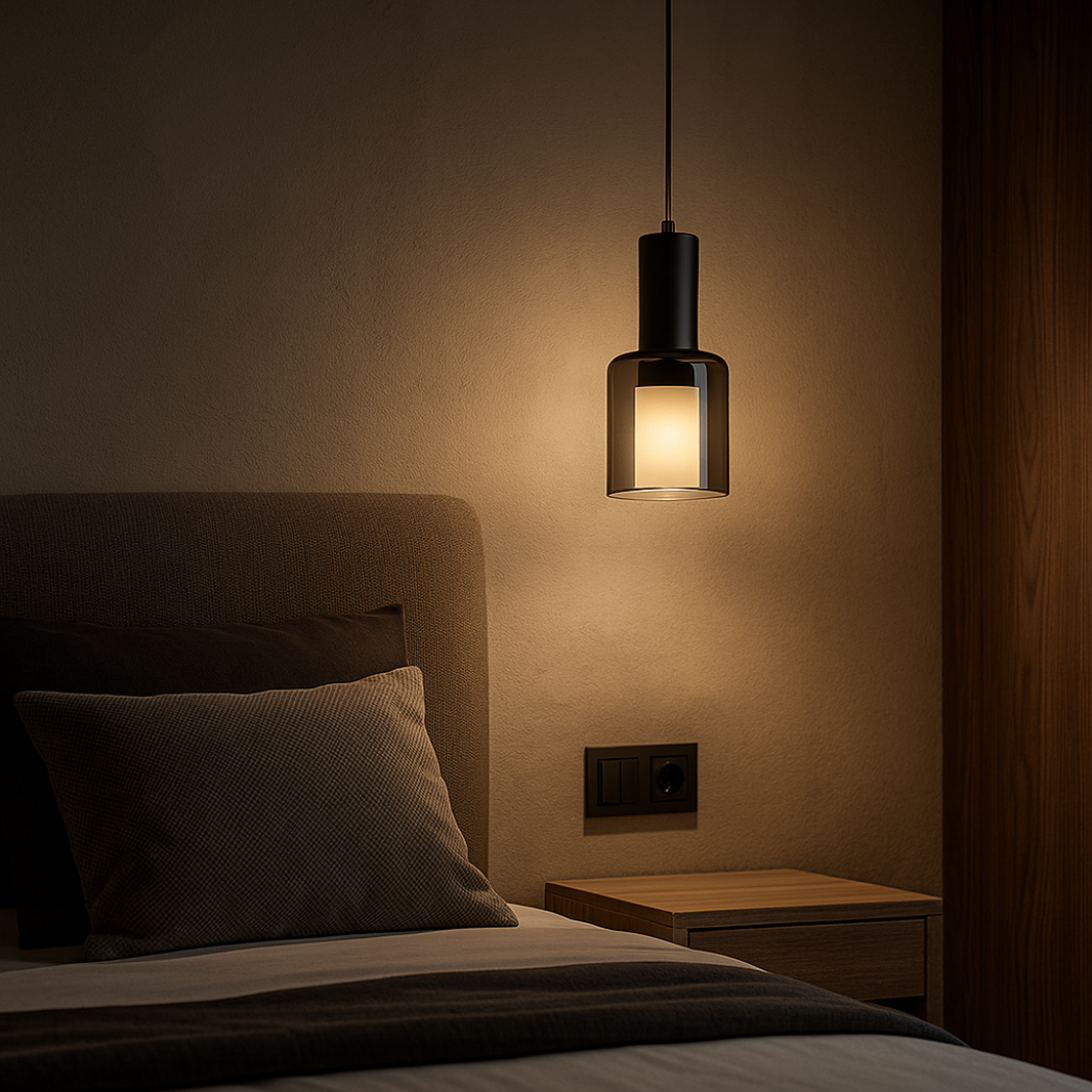 Cylinder Smoked Glass Pendant Light