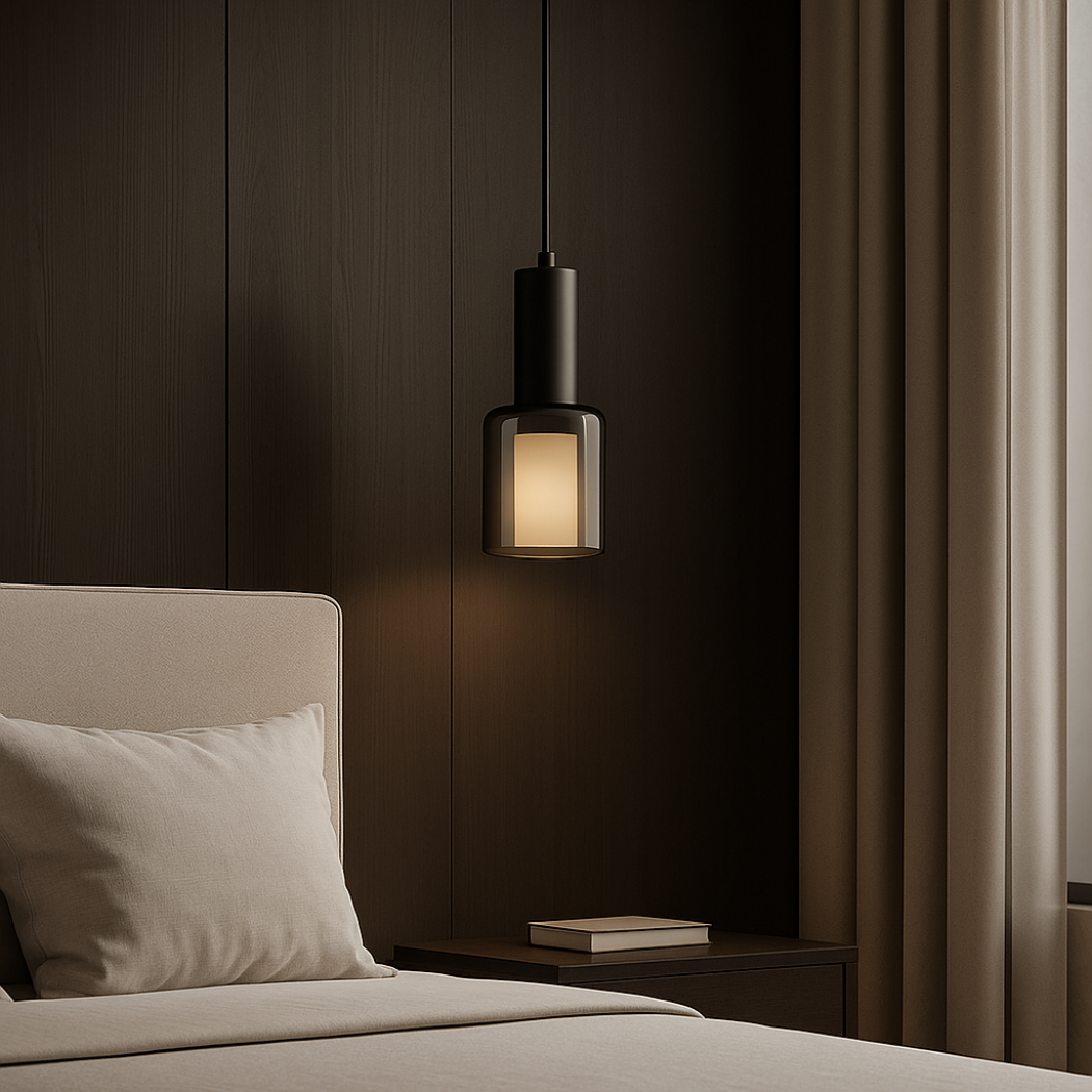 Cylinder Smoked Glass Pendant Light