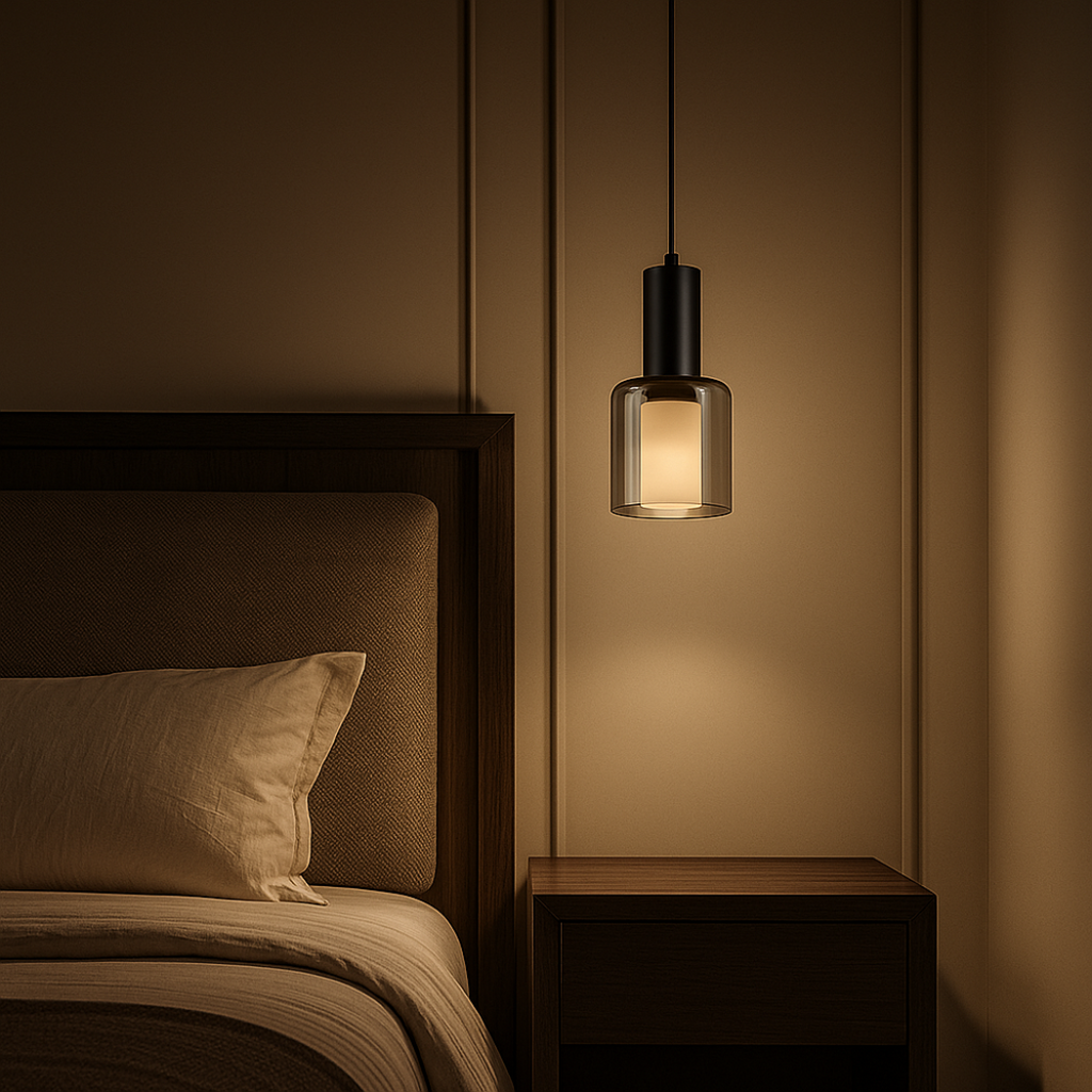 Cylinder Smoked Glass Pendant Light