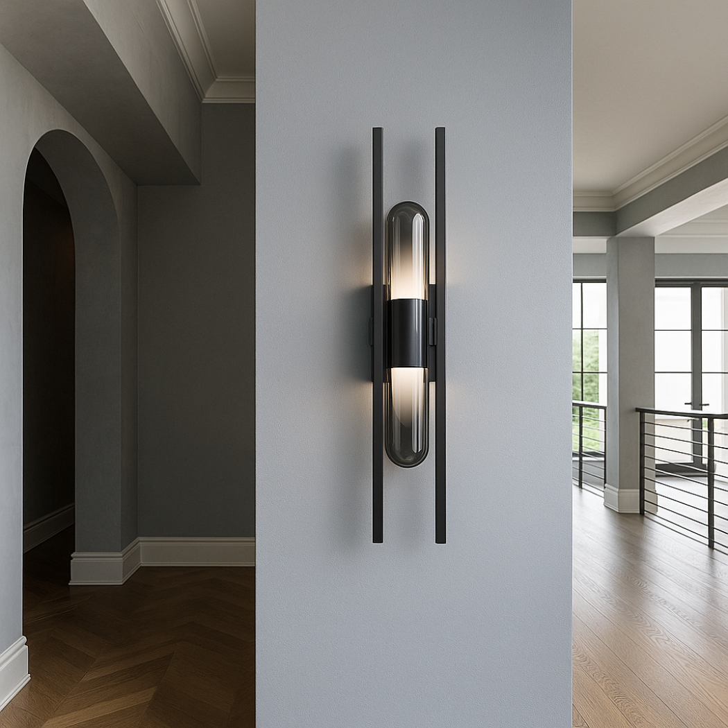 Linear Frame Smoked Glass Wall Sconce