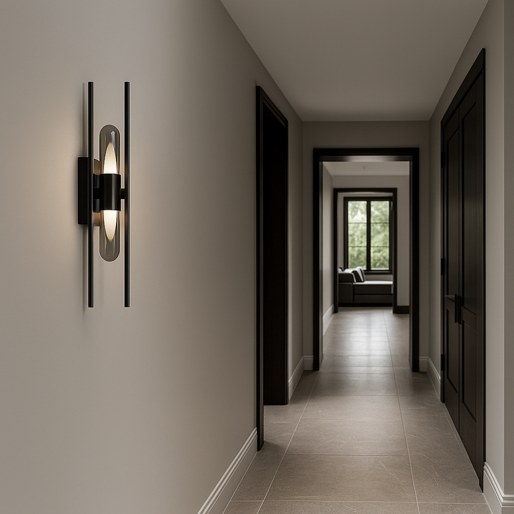 Linear Frame Smoked Glass Wall Sconce