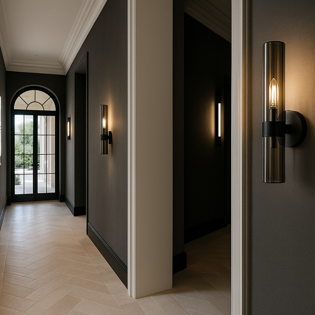 Cylindrical Smoked Glass Wall Sconce