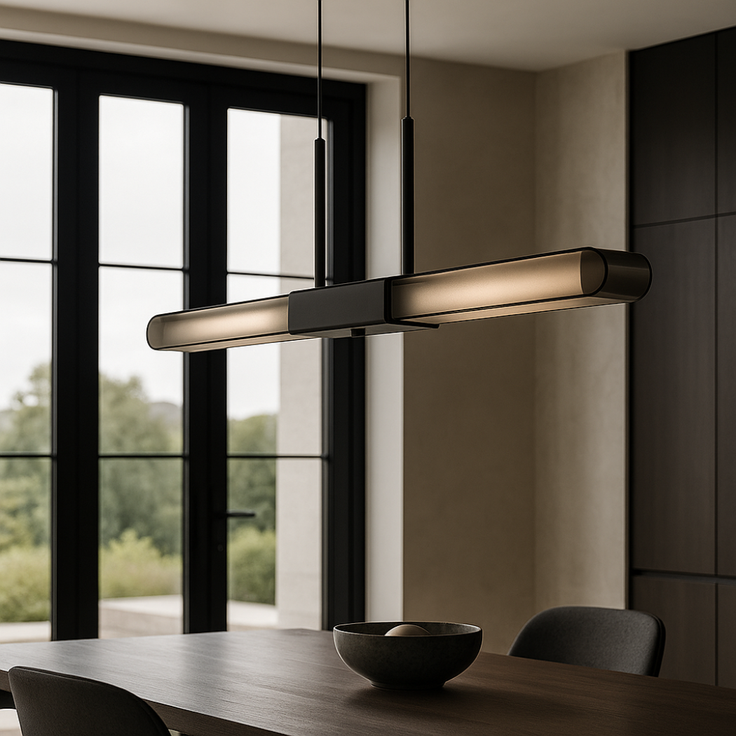 Linear Smoked Glass Pendant Light