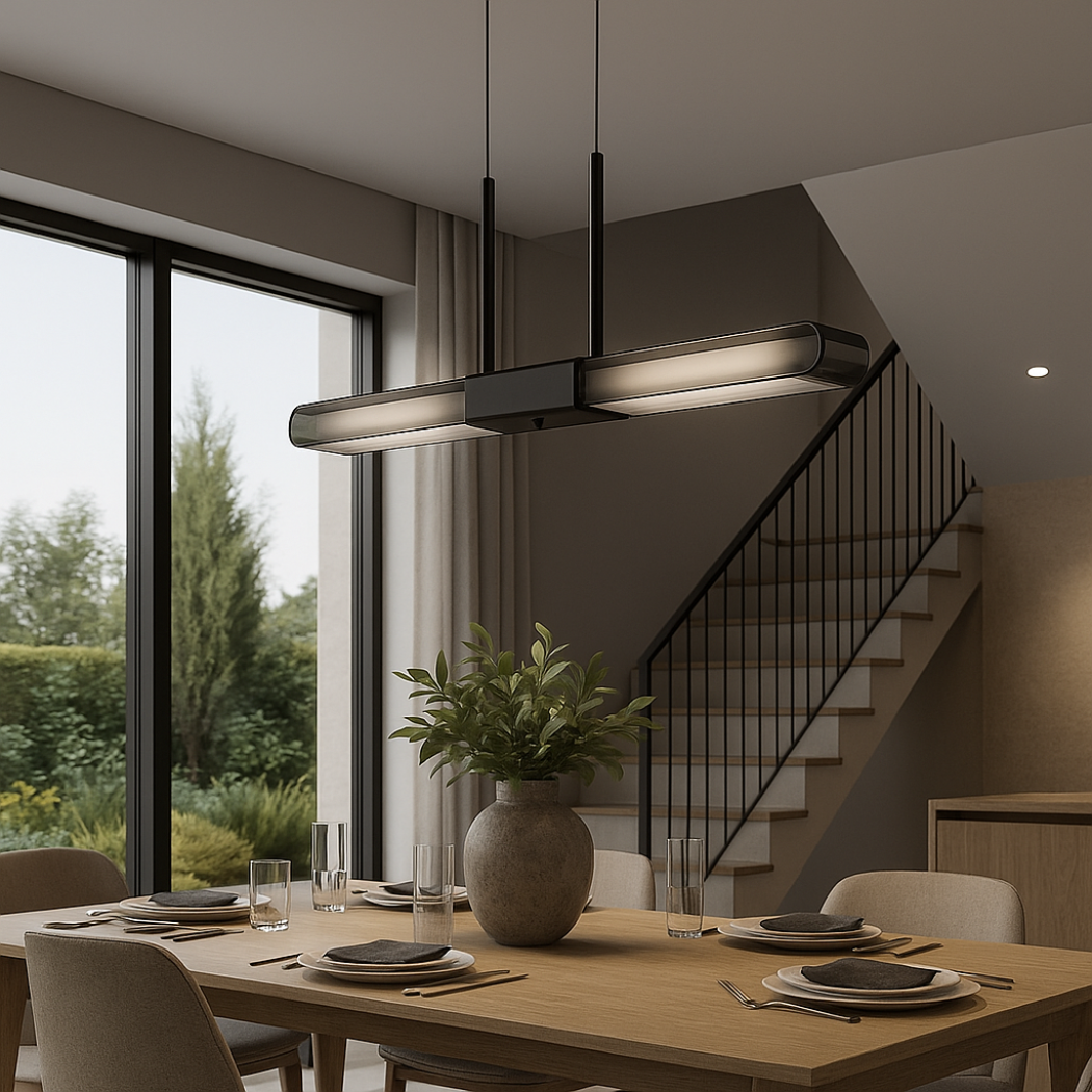 Linear Smoked Glass Pendant Light